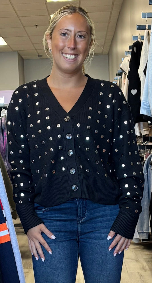 Black cardigan with silver studs