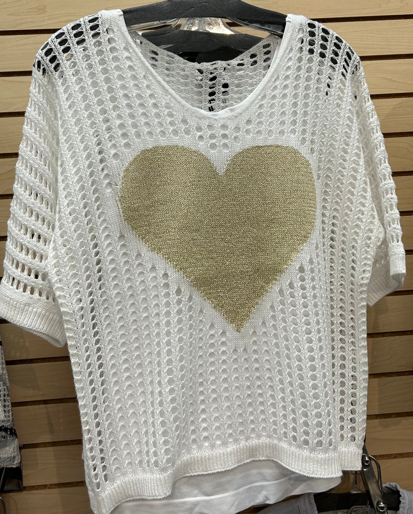 Charlie B crochet tops, gold heart and black hearts, available up to XXL