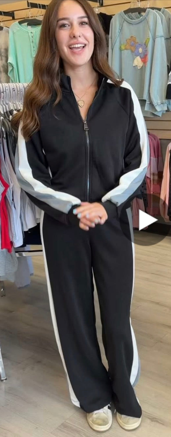 Black soft scuba set (sold separately) with grey and white stripes