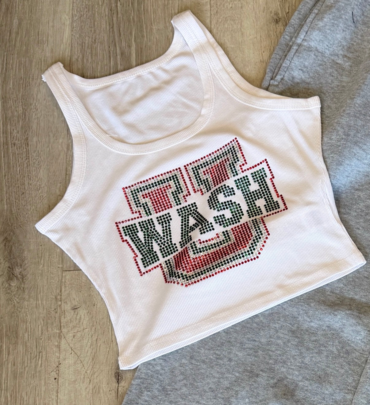SUPER HOT ITEM!!! IN STOCK & Custom order college bling tanks and crop babytees, MOST SCHOOLS ARE AVAILABLE TO ORDER!!! & see pics for some schools made up!