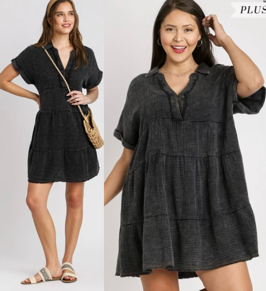 Mineral wash babydoll dress (available in regular and plus sizes) BEST SELLER!