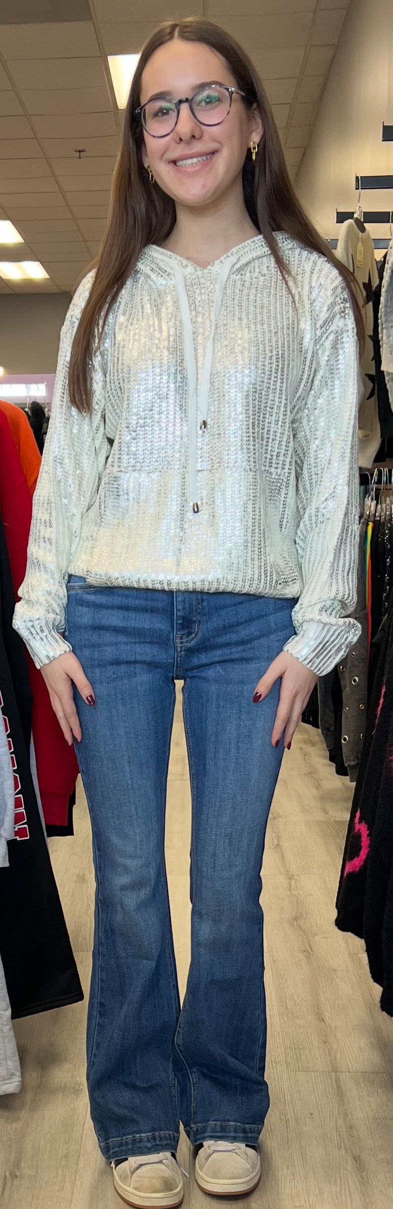 Elan metallic foil hoodies