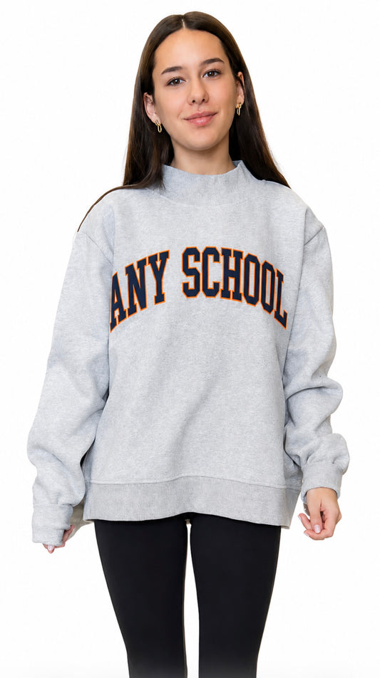 BEST SELLING SWEATSHIRT Custom heavy fleece mock neck sweatshirt, can be made for ANY school or camp, many color options…see pics