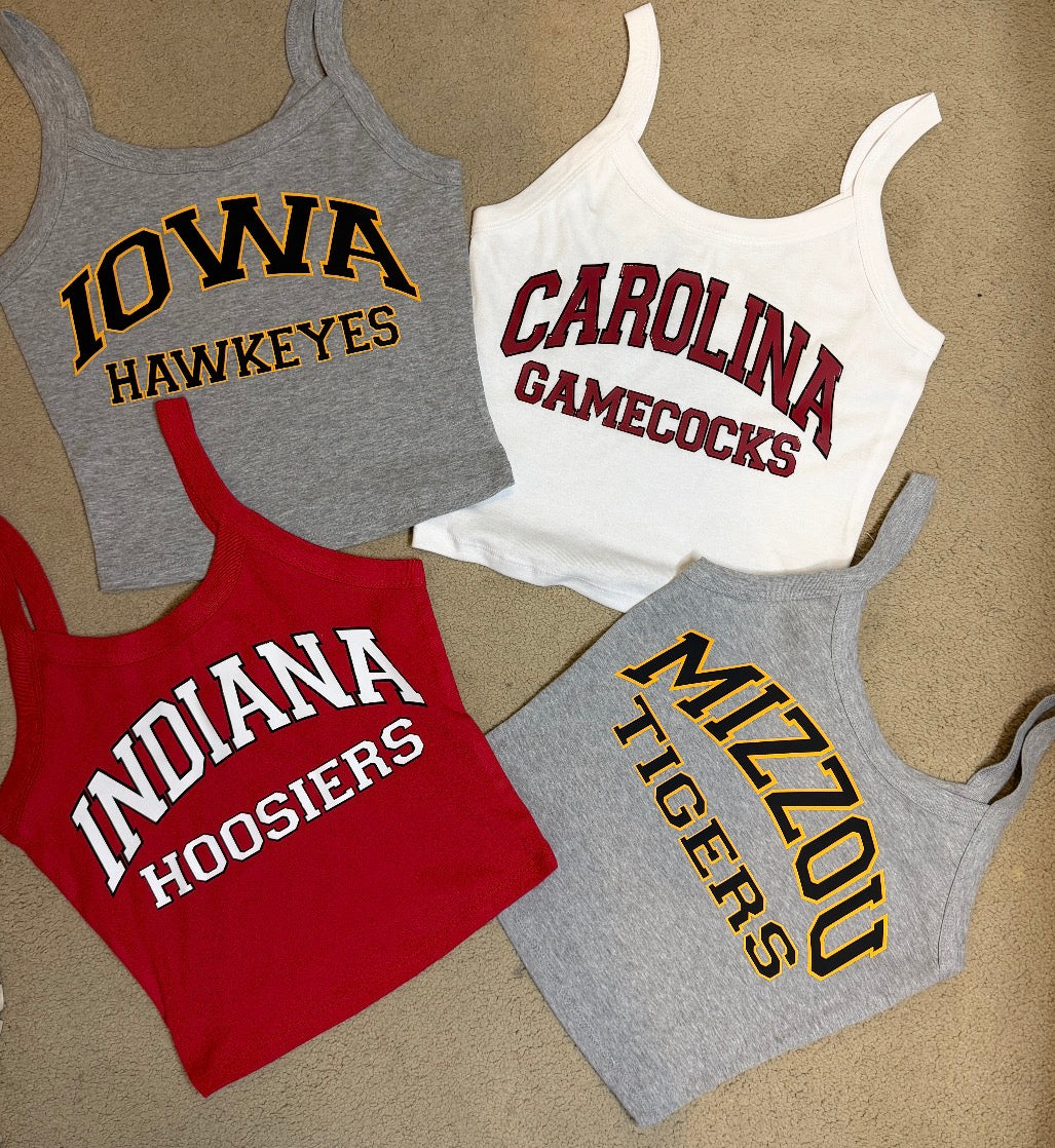 Custom & in stock double line tank (ALL schools are available to order)can also go on tee or shorts