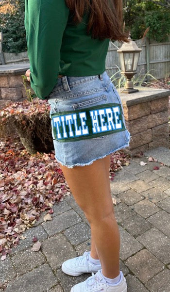 IN STOCK & Custom denim skirt with patch (order for ANY school or camp and tube top sold separately on our website)