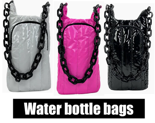 Water bottle bags (comes with detachable chain strap and crossbody strap)