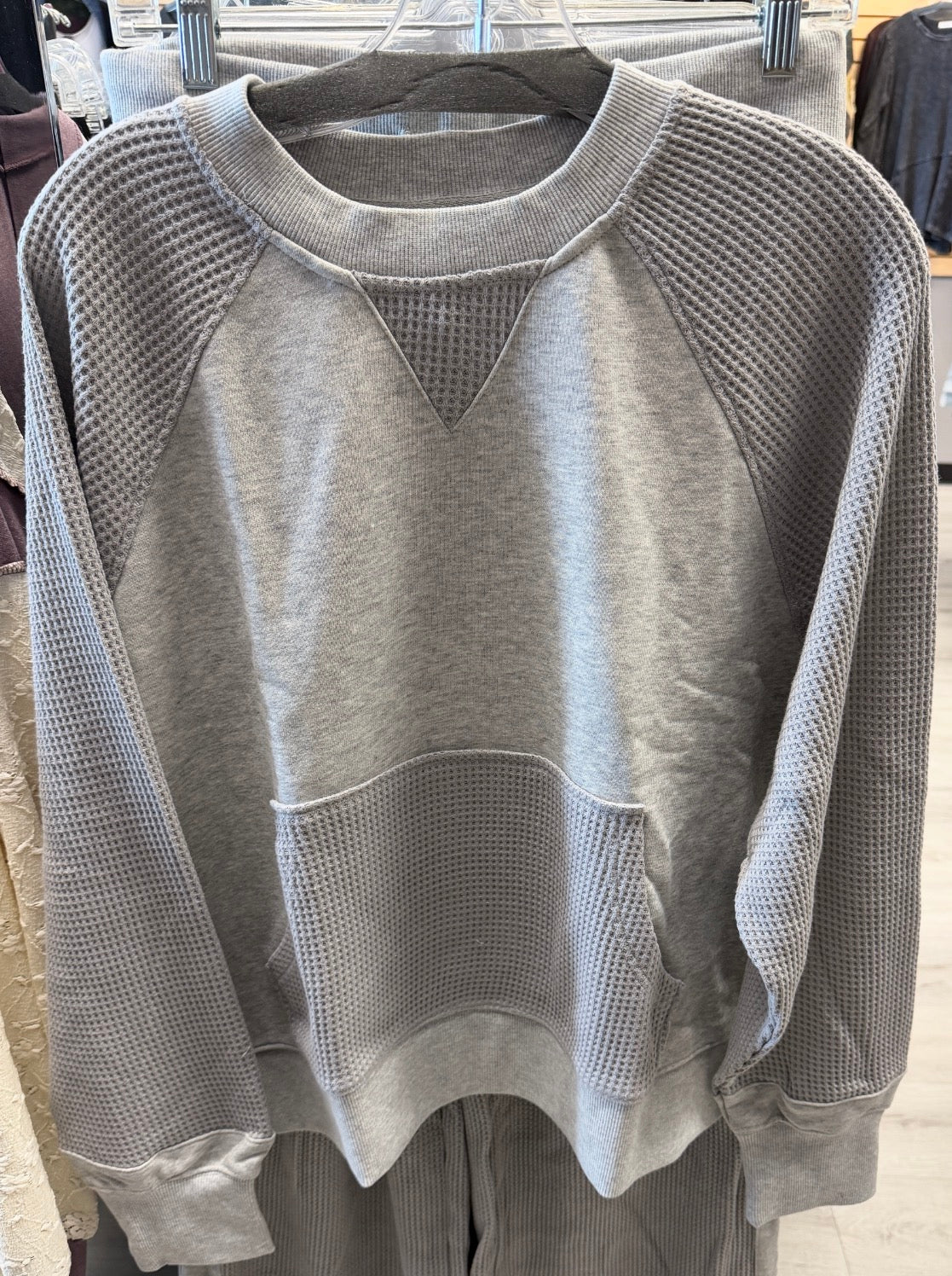 Heather grey waffle knit set (sold separately)