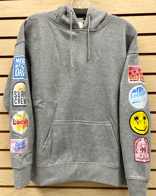 Vintage Havana soft grey hooded sweatshirt with assorted patches