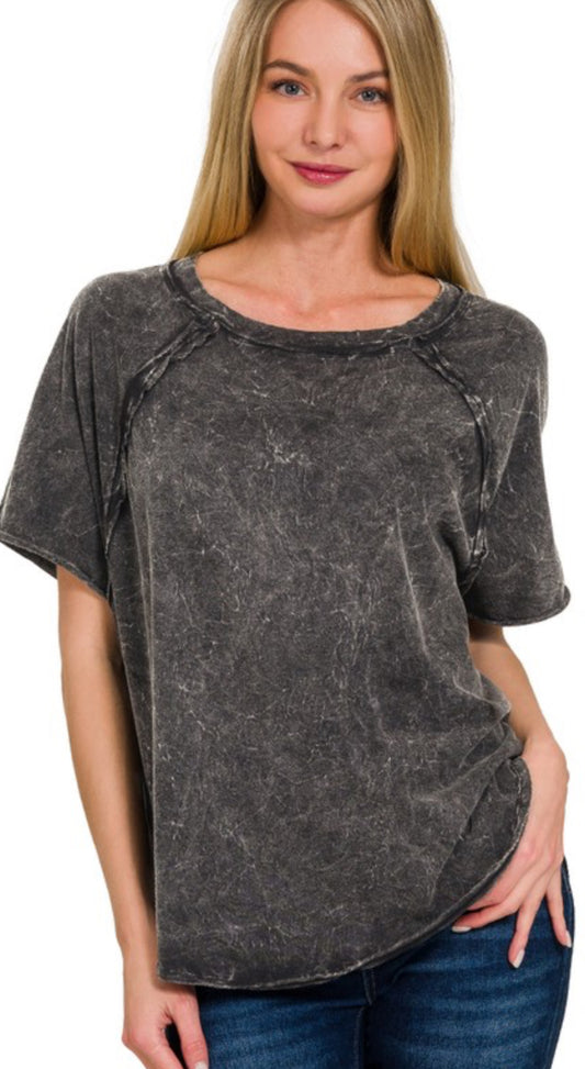 Black marble raglan tee