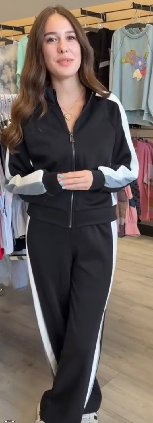 Black soft scuba set (sold separately) with grey and white stripes