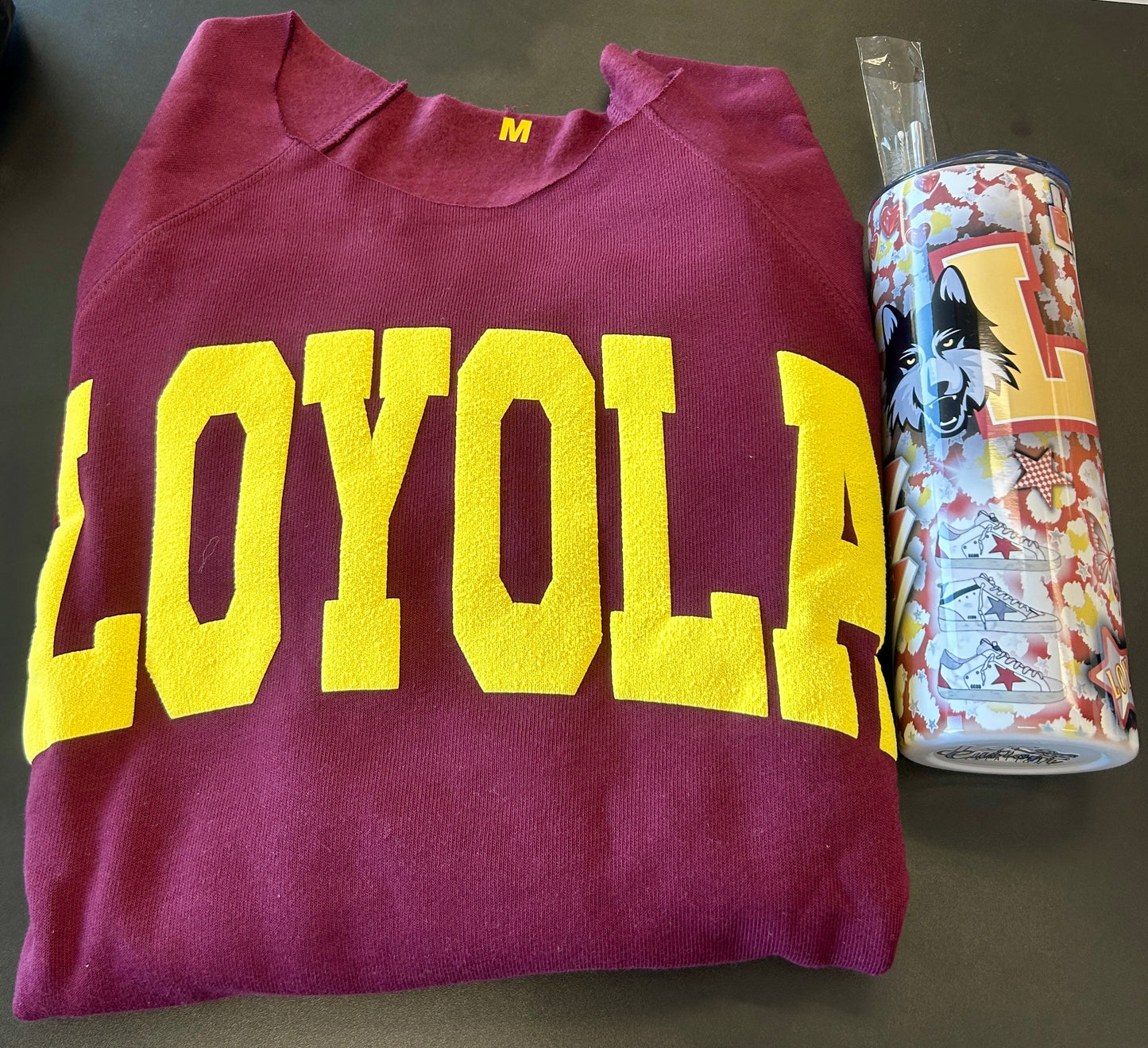 BEST SELLER! Custom puff print sweatshirt and loose sweats (sold separately and choose regular or cut neck sweatshirt and can order for ANY school)