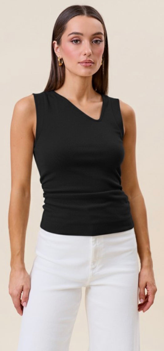 Black tank with neck cutout