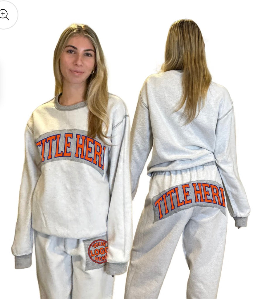 Custom & in stock inside out crew neck and sweats, sold separately (order for ANY school)see pics for front of pants