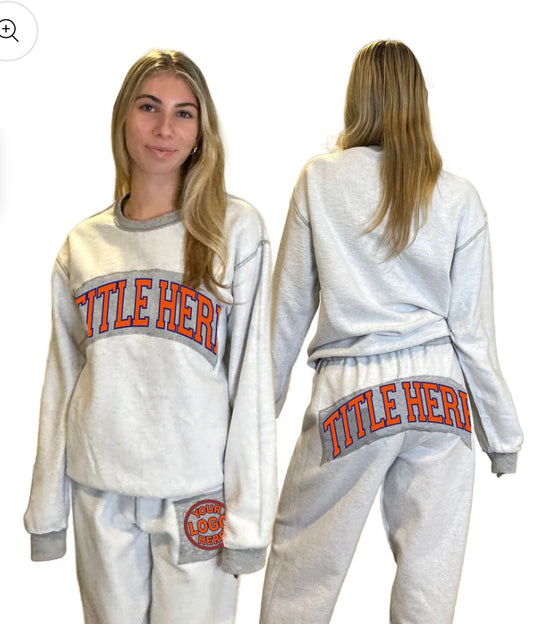 Custom & in stock inside out crew neck and sweats, sold separately (order for ANY school)see pics for front of pants