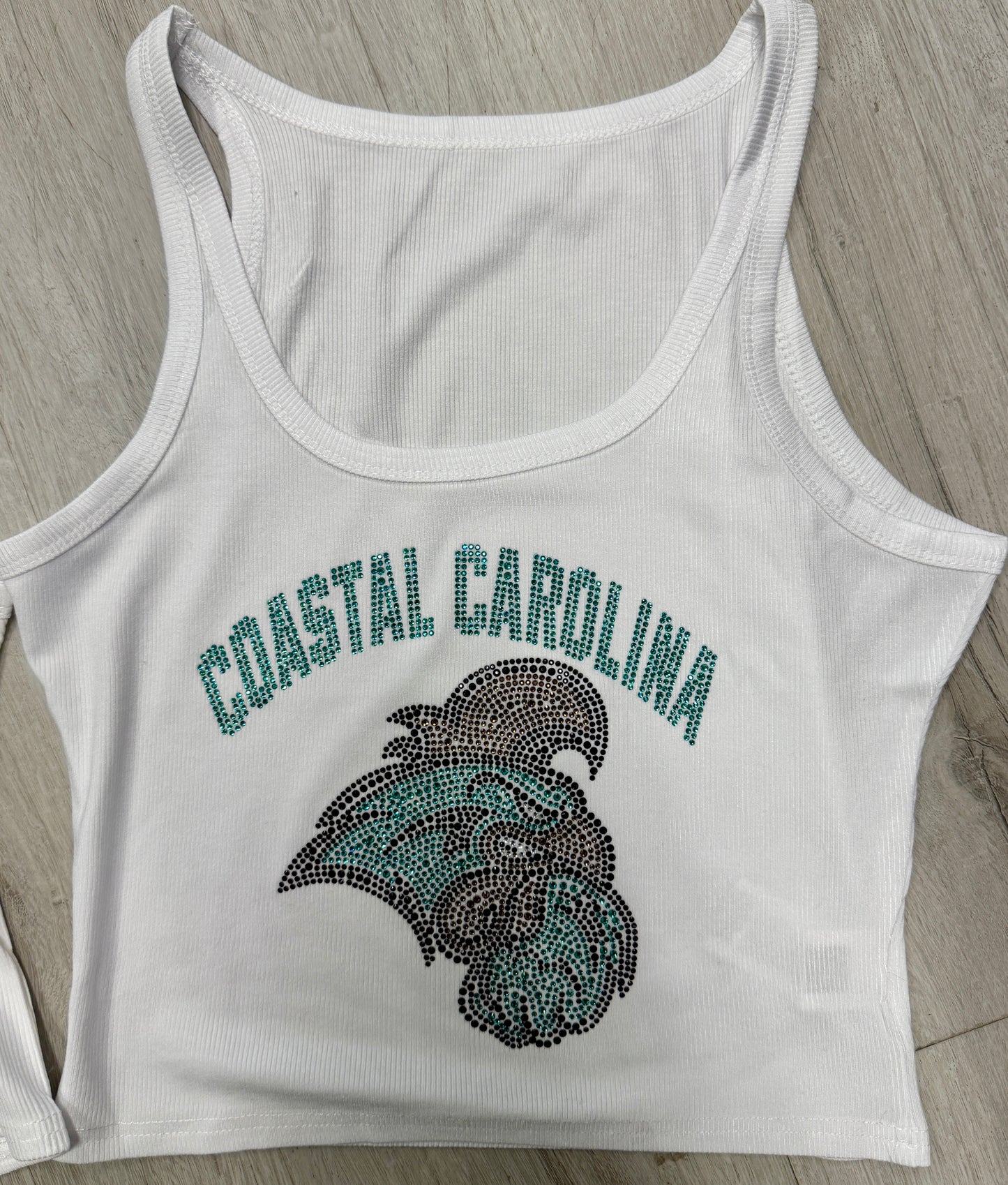 SUPER HOT ITEM!!! IN STOCK & Custom order college bling tanks and crop babytees, MOST SCHOOLS ARE AVAILABLE TO ORDER!!! & see pics for some schools made up!