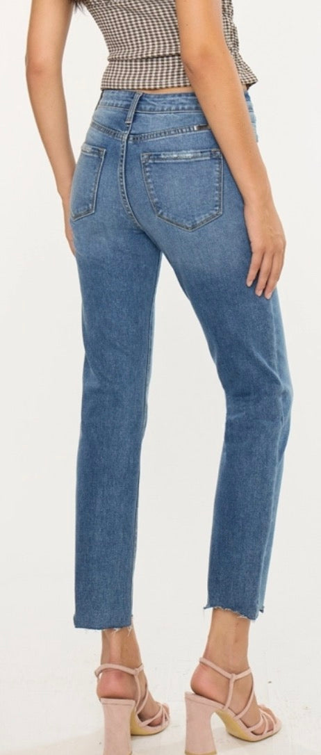 Slim straight leg jeans with stretch
