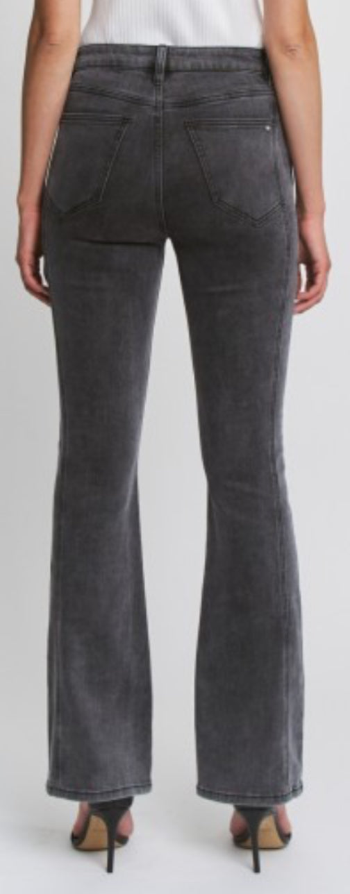 Mica grey denim high rise bootcut with tummy control panel and stretch
