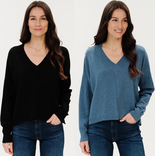 Six Fifty Geneva soft knit sweater with fray detail