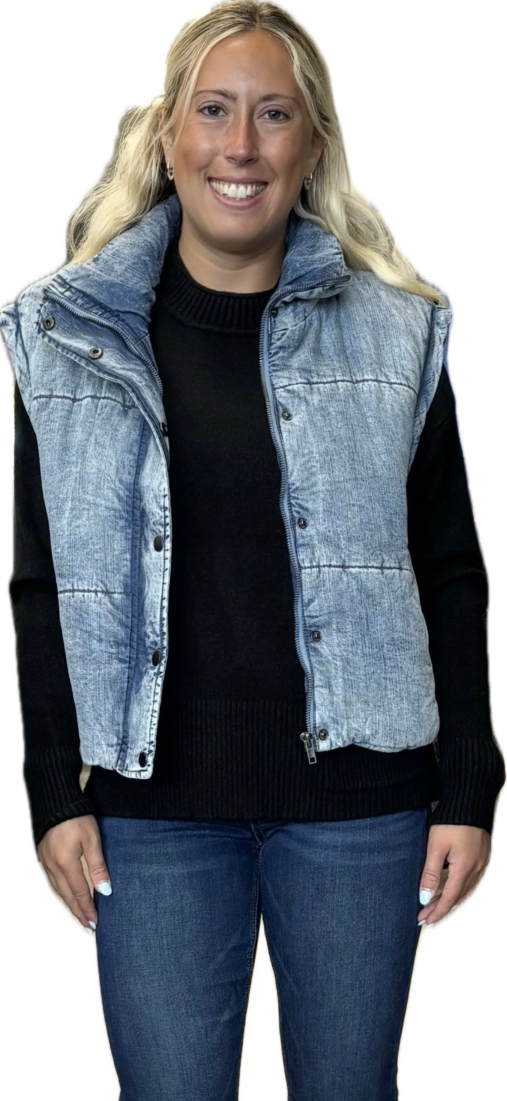 Vintage Havana quilted denim puffer vest