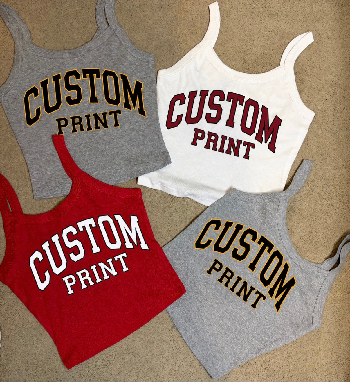 Custom & in stock double line tank (ALL schools are available to order)can also go on tee or shorts