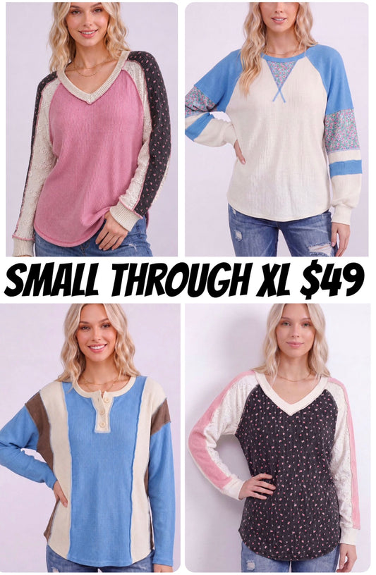 Assorted rib knit tops