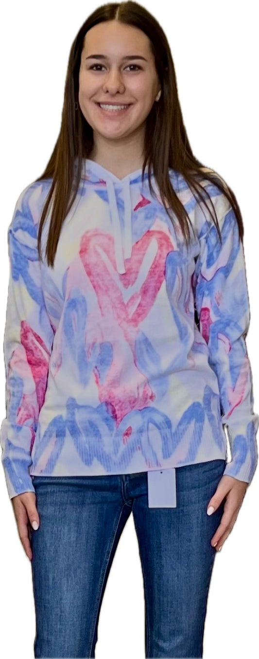 Charlie B graffiti hearts lightweight hooded sweater