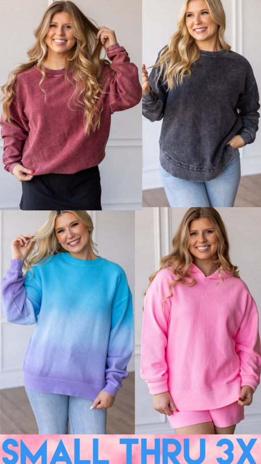 Soft corded oversized sweatshirts