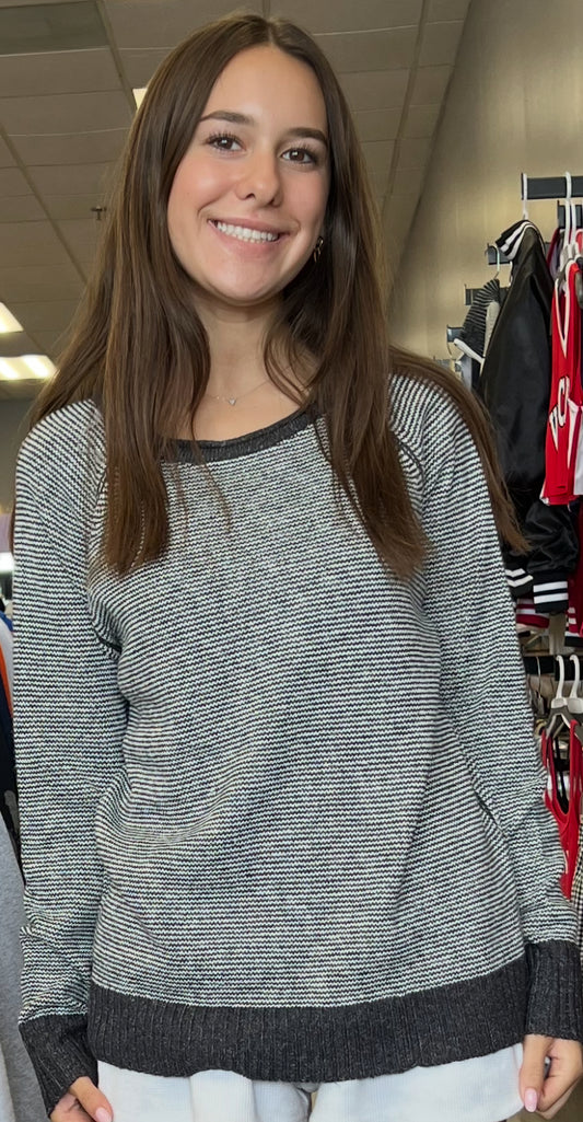2 tone grey soft knit top