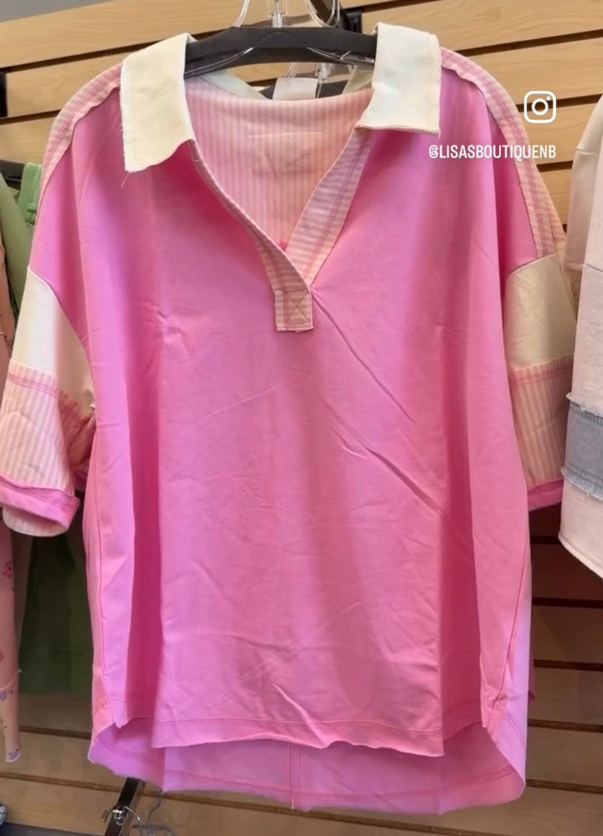 Pink elbow sleeve rugby top