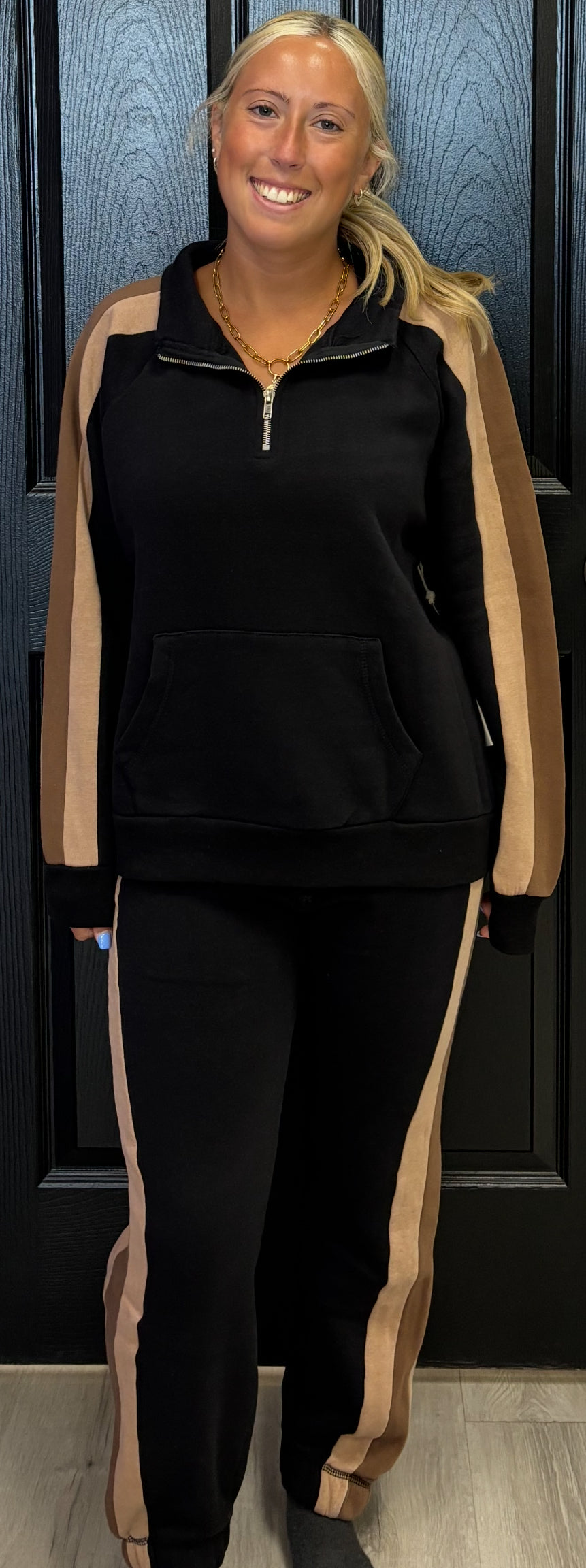 Vintage Havana black/tan soft fleece sweats and quarter zip (sold separately)
