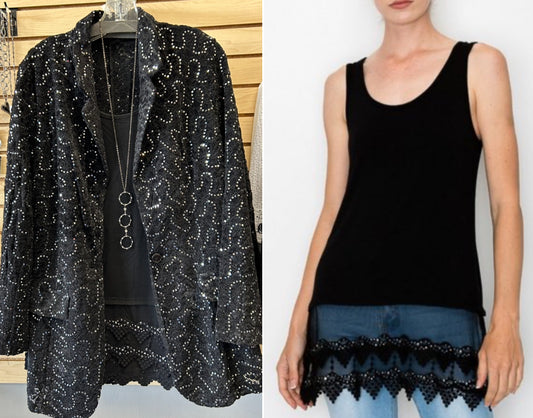 Black lace and sequin cardigan