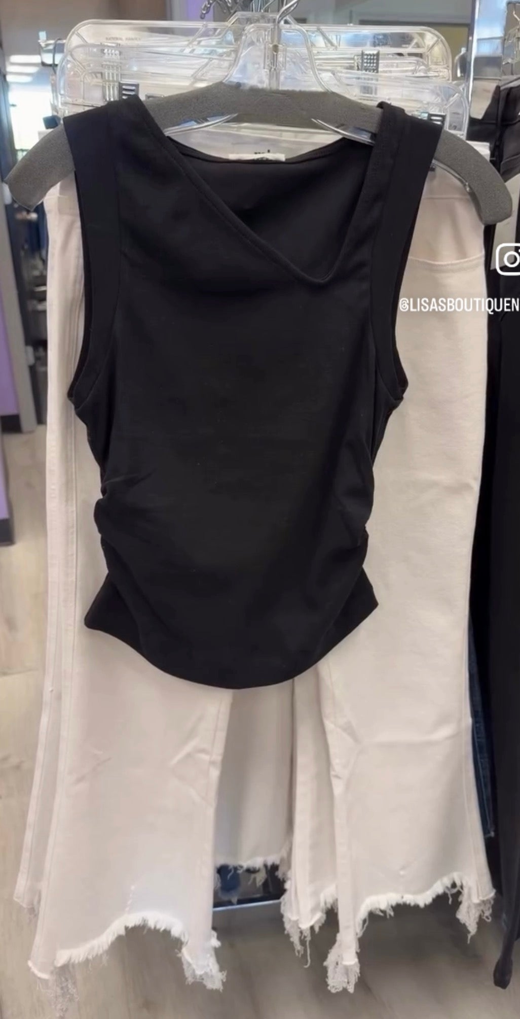 Black tank with neck cutout