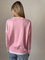 Six Fifty pink Claire sweater with white inserts