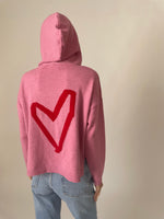 Six Fifty pink soft knit HEARTFELT hoodie sweater with heart back