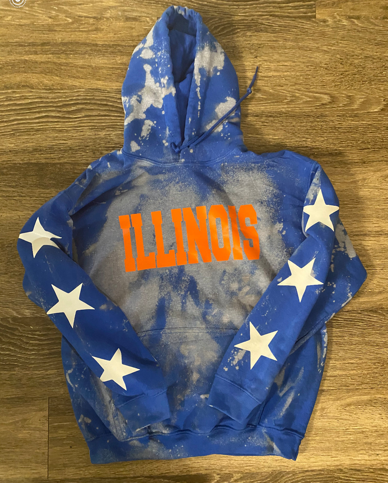 CUSTOM ORDER (can make any school/camp) star sleeve sweatshirt with hood and cuts - Lisa’s Northbrook