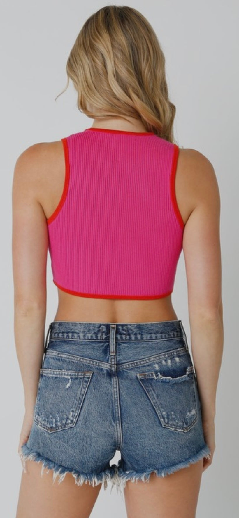 Crop tank with arch bottom and contrast trim (2 colors) New colors in top selling style!