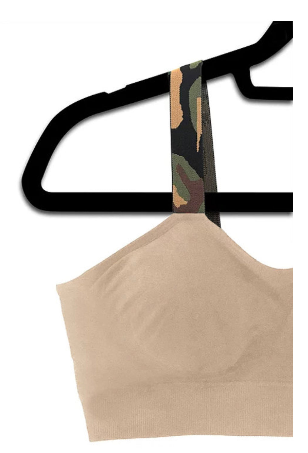 TOP SELLER! Strap it bras with attached straps - nude with green camo - Lisa’s Northbrook