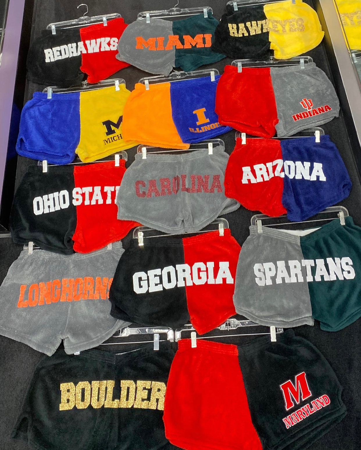 TOP SELLER! Custom college fuzzy shorts & hoodies (can be made for any school or camp)