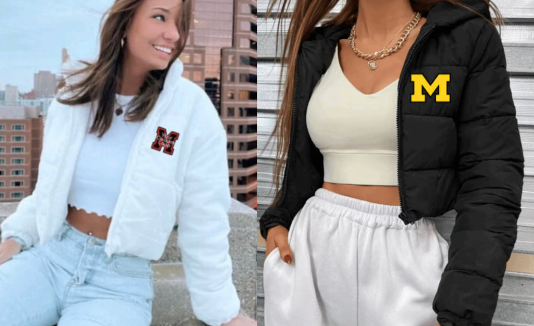 Custom college cord or puffer jackets (can make for ALL schools)