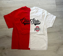 Load image into Gallery viewer, Custom college split tee (can make for ANY school) IN STOCK AND CUSTOM ORDER
