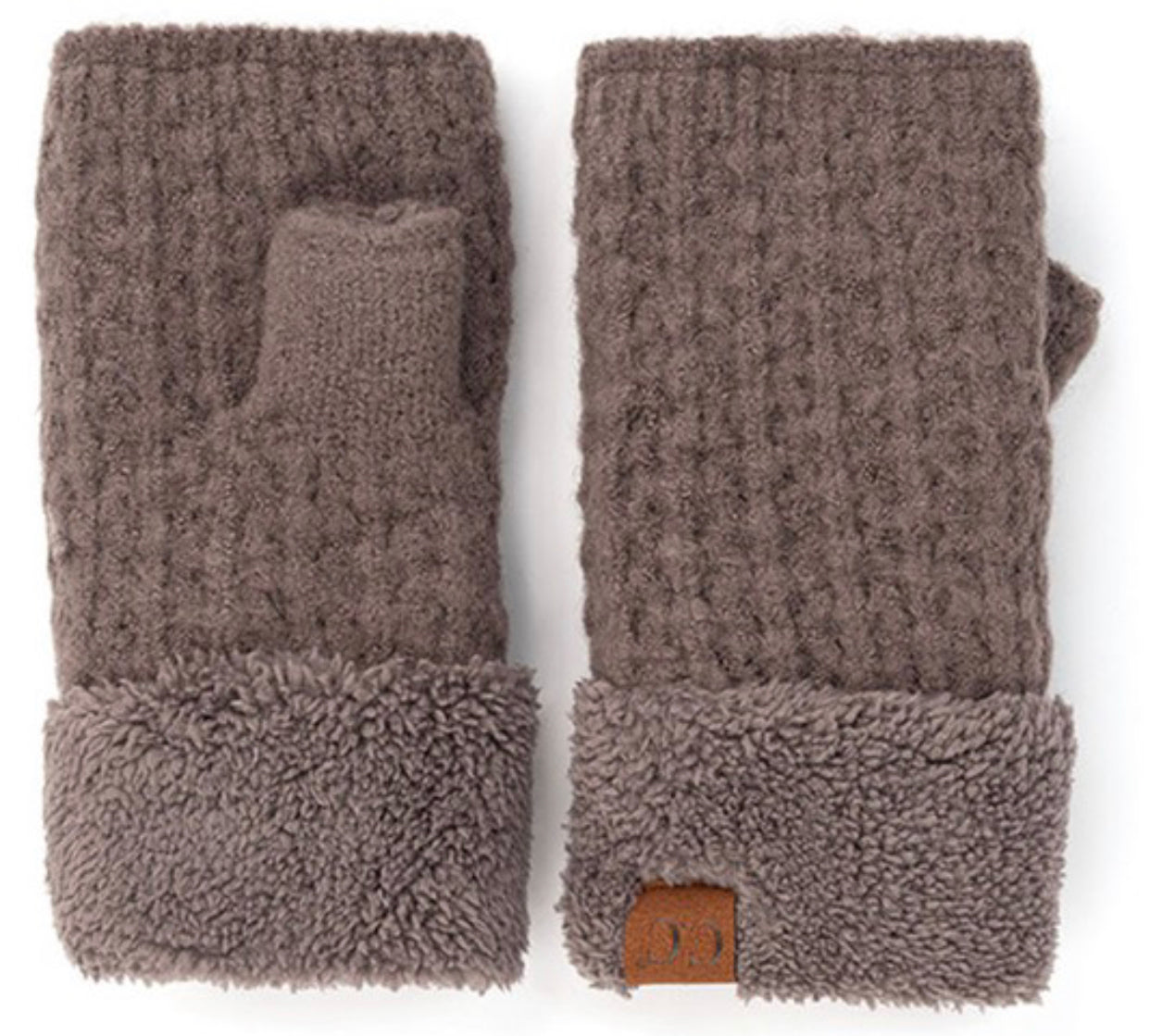 HOT ITEM! CC fingerless gloves with soft, warm lining (many colors available) - Cocoa - Lisa’s Boutique