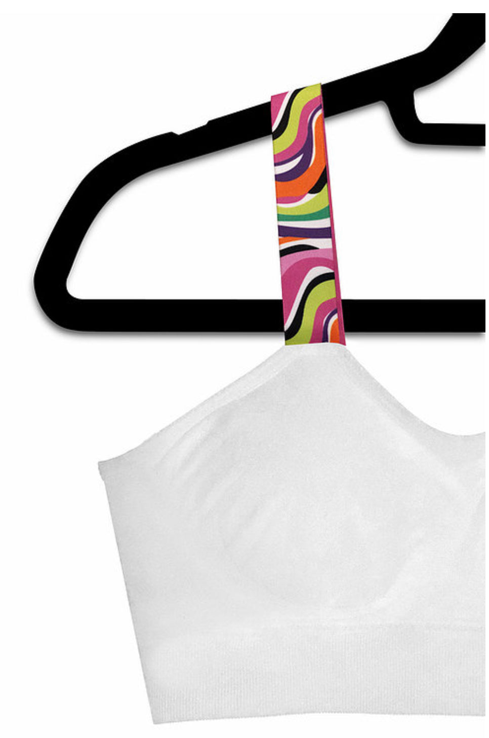 TOP SELLER! Strap it bras with attached straps - white with multi Pucci strap - Lisa’s Northbrook