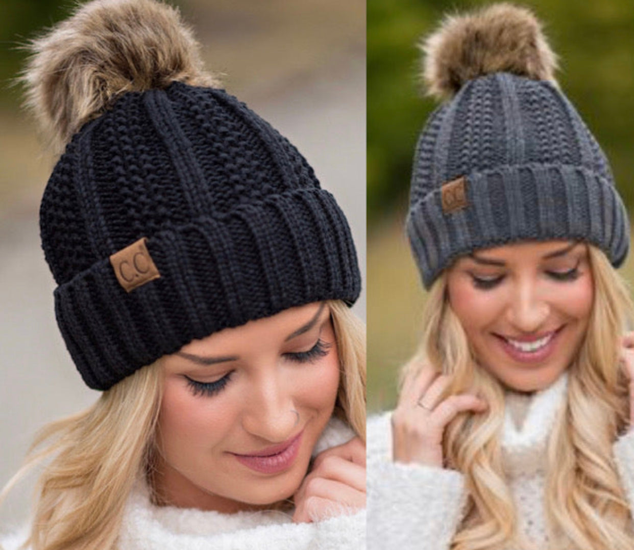 CC pom hat with warm, soft lining, best seller