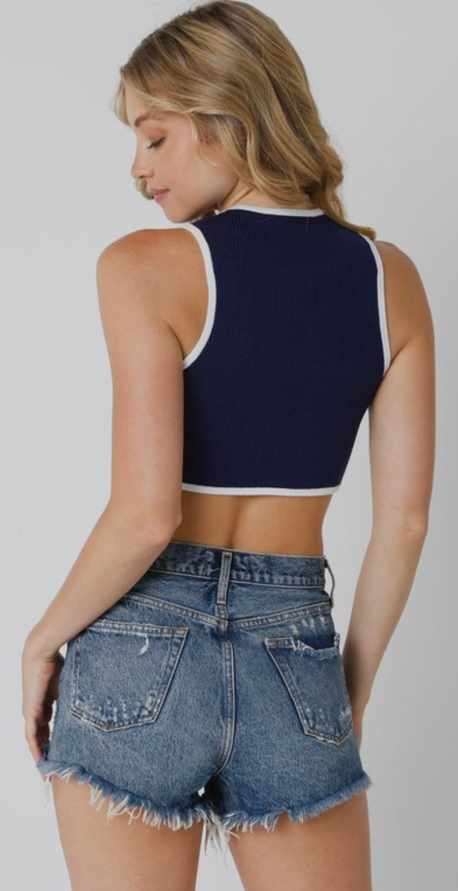 Crop tank with arch bottom and contrast trim (2 colors) New colors in top selling style!