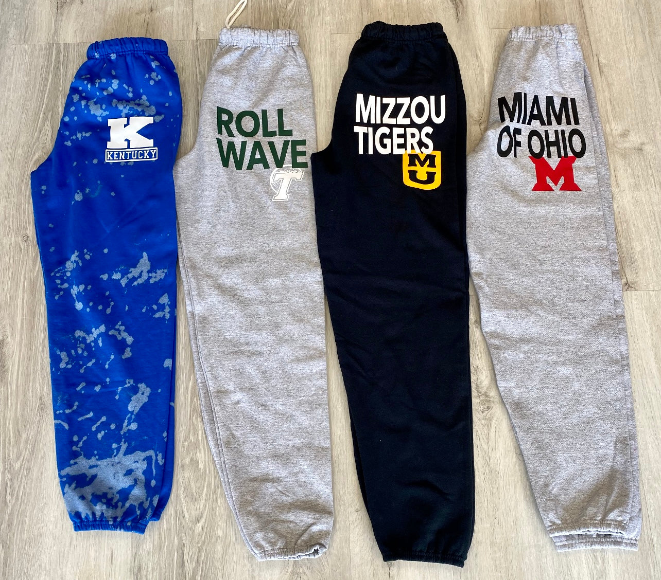Custom college sweatpants or joggers varsity town with logo (can make ANY school) IN STOCK AND CUSTOM ORDER