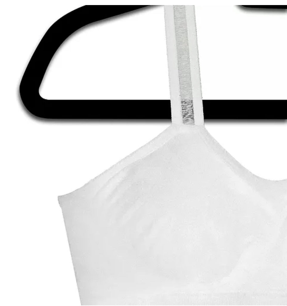 TOP SELLER! Strap it bras with attached straps - White with white sheer straps - Lisa’s Northbrook