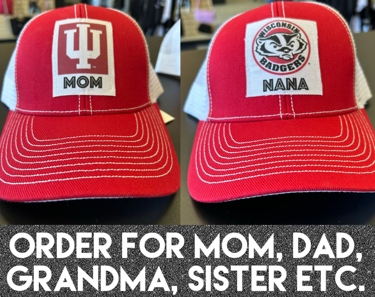 Custom MOM or DAD or GRANDMA etc. hats (can make for ANY school)