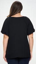 Load image into Gallery viewer, Black puff sleeve top

