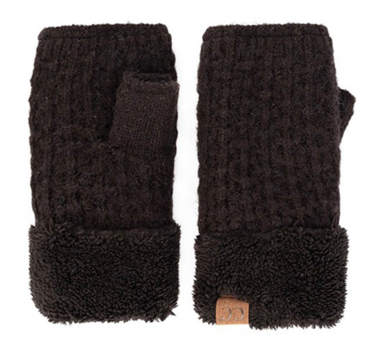 HOT ITEM! CC fingerless gloves with soft, warm lining (many colors available) - Black - Lisa’s Boutique