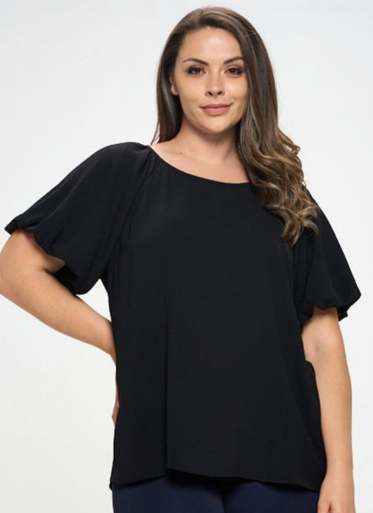 Black puff sleeve top